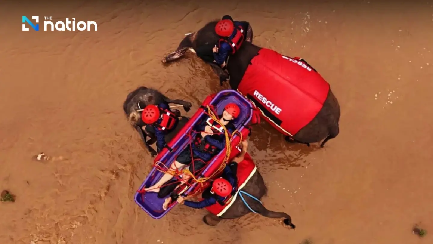 Mae Taeng elephant camp conducts flood drill ahead of rainy season