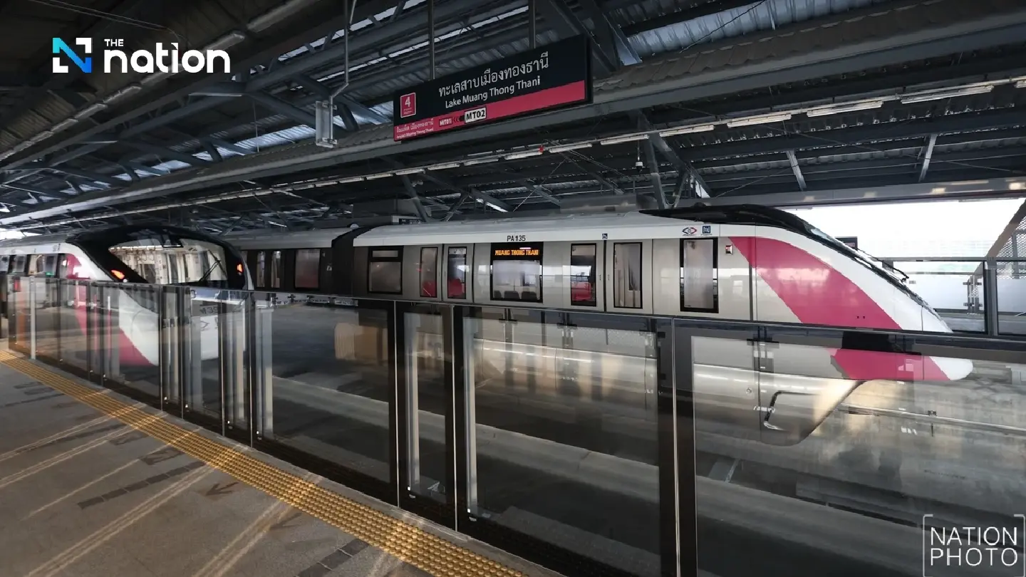 Extended Pink Line to two Muang Thong Thani stations begins commercial service Extended Pink Line to two Muang Thong Thani stations begins commercial service