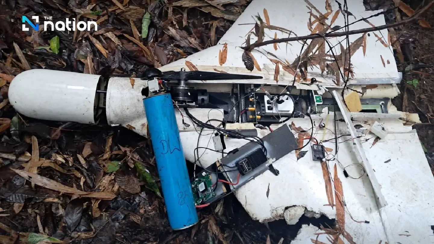 Myanmar’s kamikaze drone found on Tak’s border Tuesday Myanmar’s kamikaze drone found on Tak’s border Tuesday