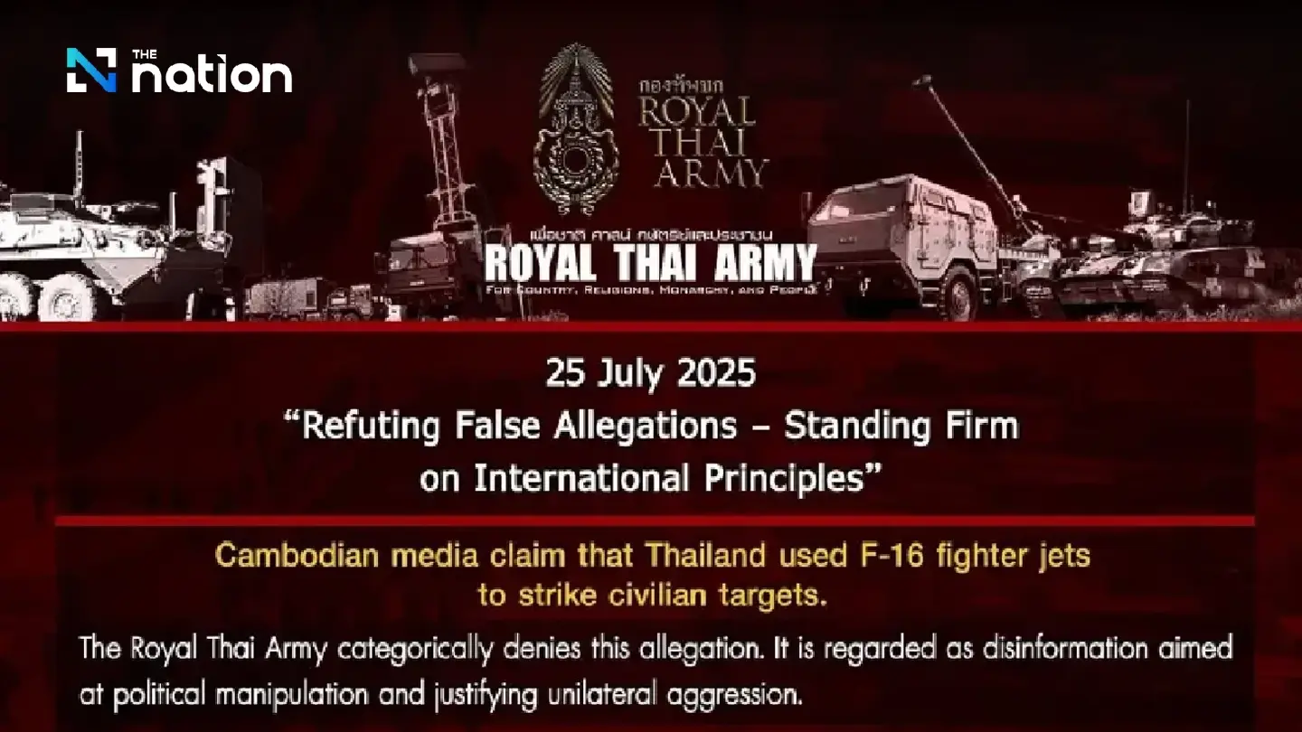 RTA refutes Cambodian media claim of F-16 strike on civilians