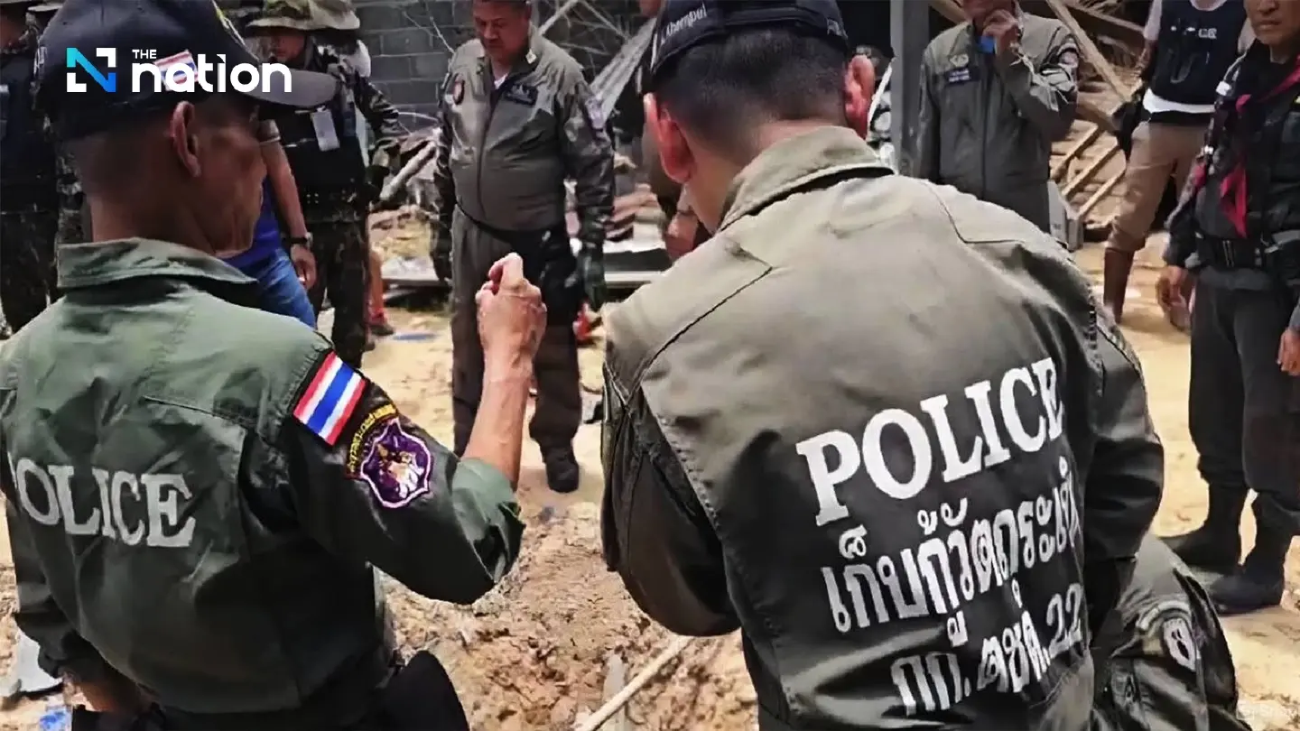 EOD police teams check 24 artillery shell craters in Ubon Ratchathani