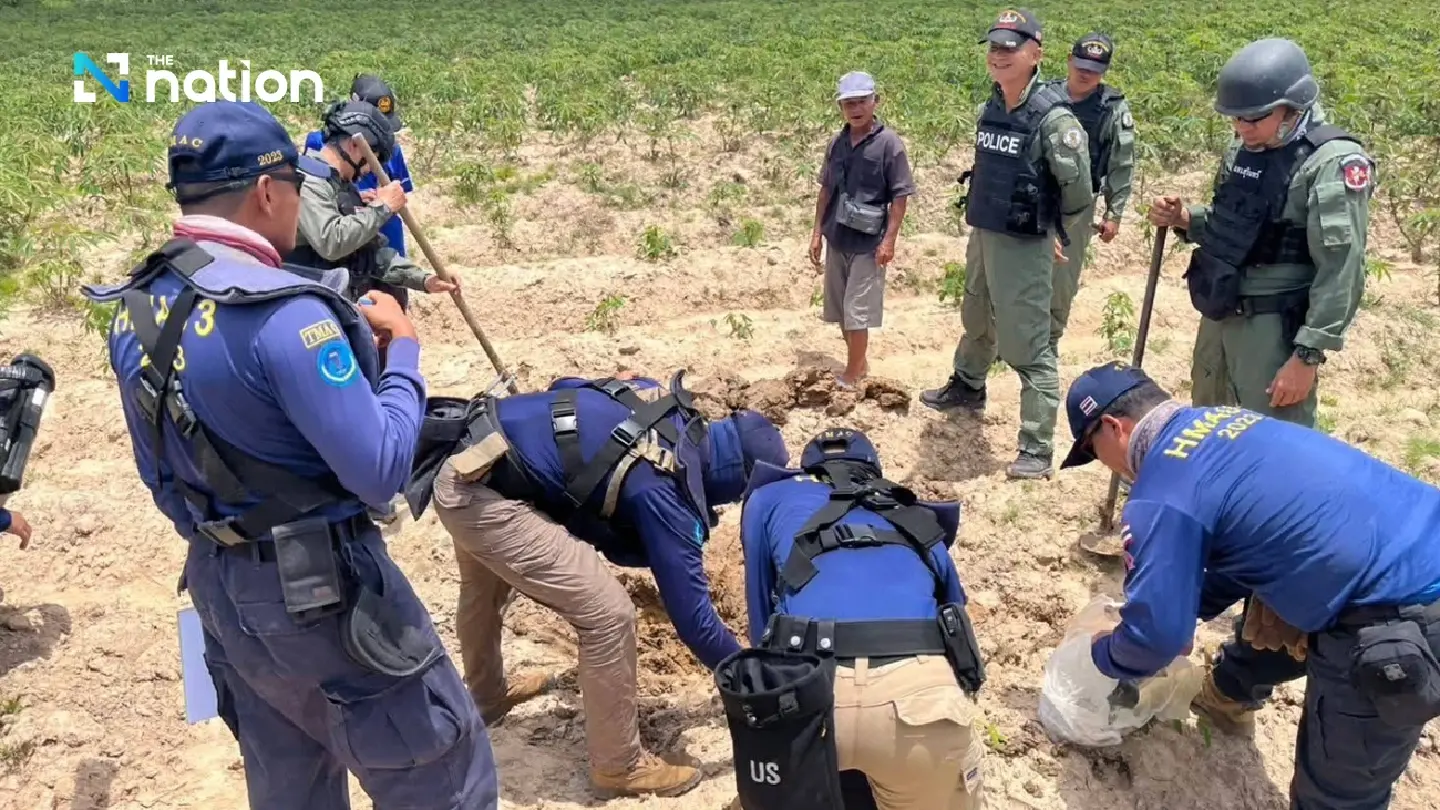 Surin EOD team investigates BM-21 rocket impact sites on Thai-Cambodian border
