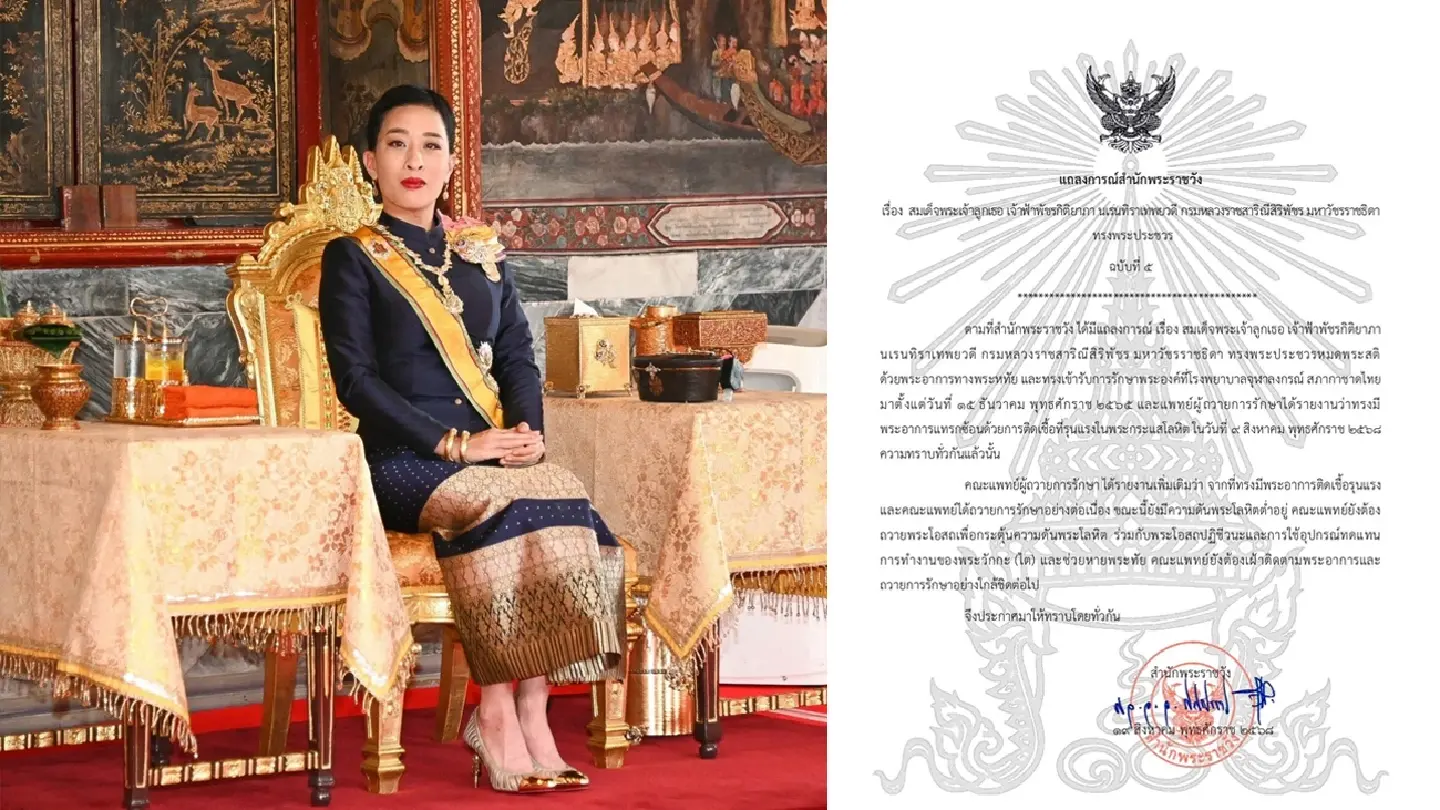 Royal Household Bureau issues 5th statement on Princess Bajrakitiyabha’s health