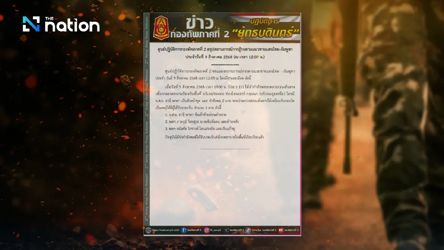 Thai soldier loses foot, two injured in landmine blast near Thai–Cambodian border