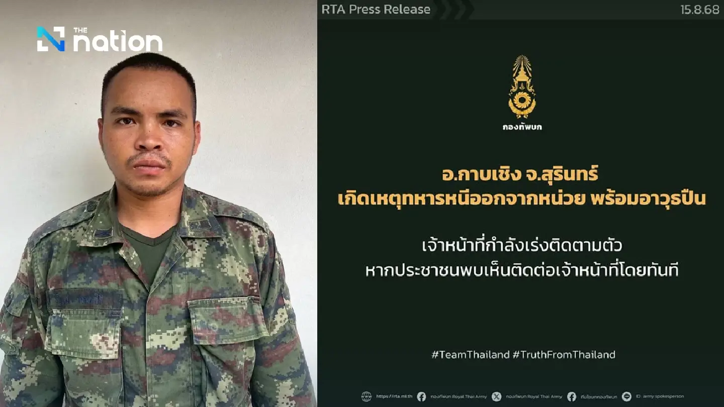 Soldier flees Surin camp, shoots civilians in Kap Choeng; two injured Soldier flees Surin camp, shoots civilians in Kap Choeng; two injured