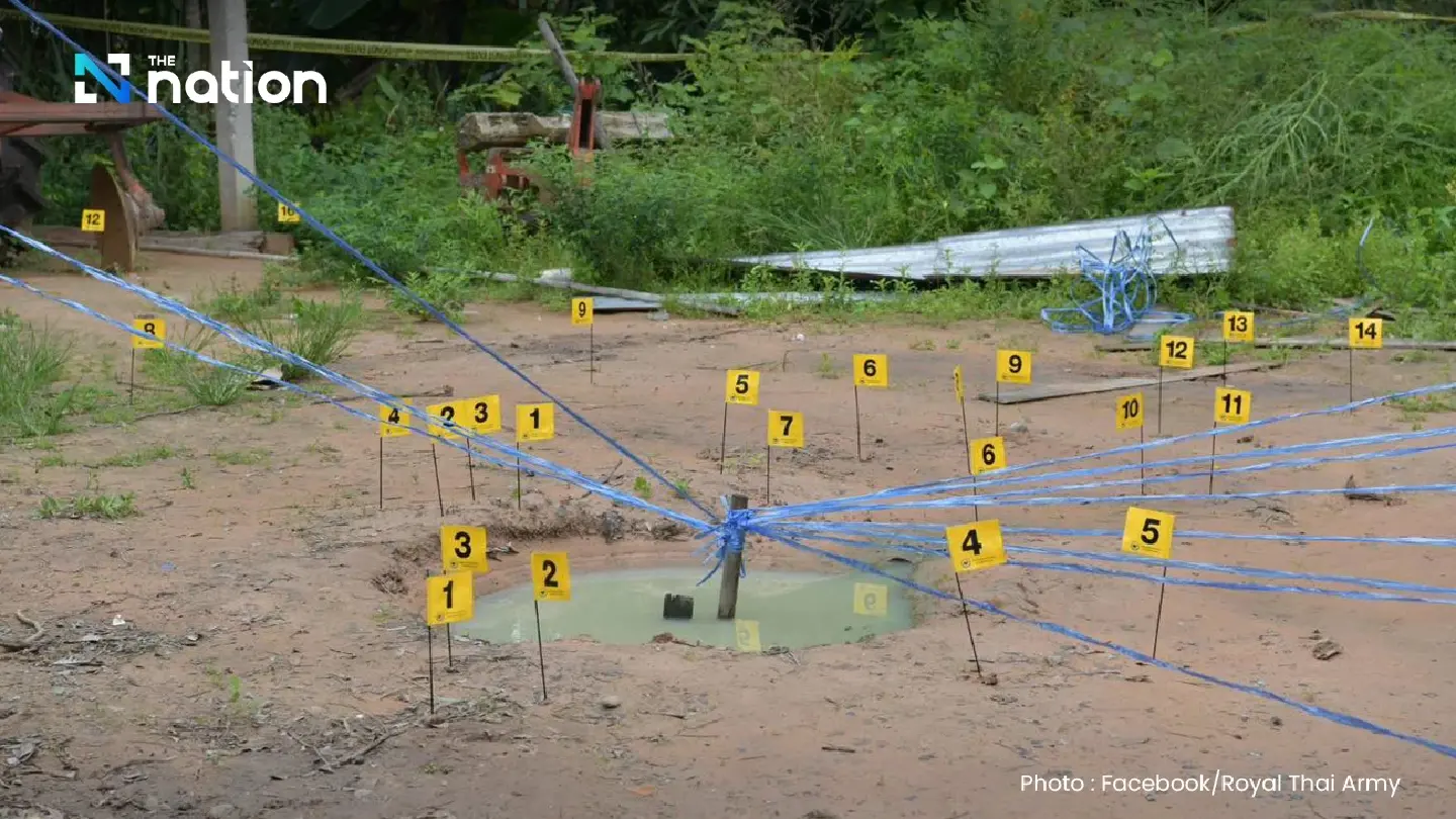 Thai Army finds deadly shrapnel from Cambodian artillery fired at Thai homes Thai Army finds deadly shrapnel from Cambodian artillery fired at Thai homes