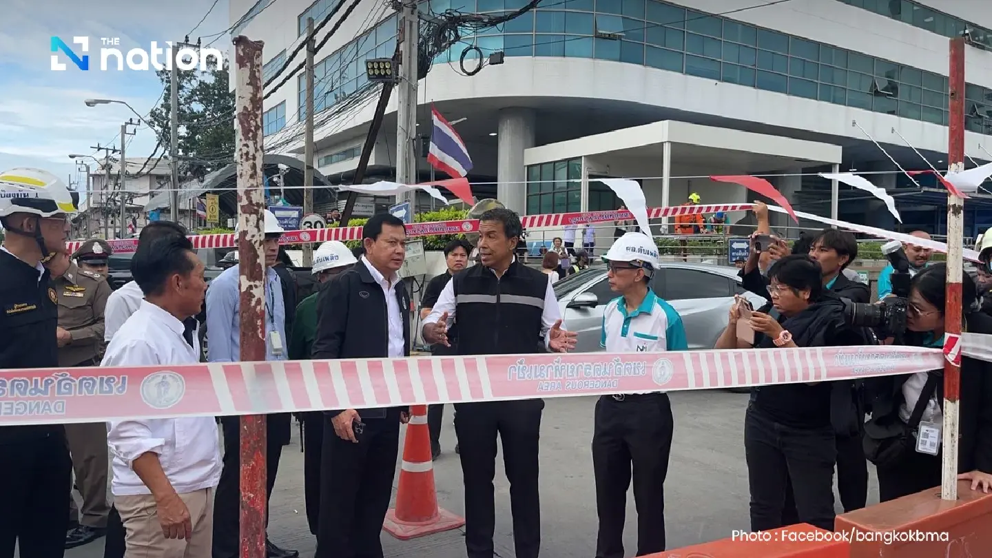 Bangkok governor inspects major road subsidence outside Vajira Hospital