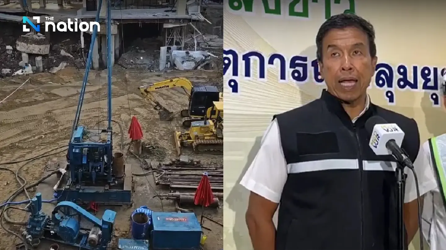 Chadchart inspects Samsen sinkhole site, says road and demolition works are safe
