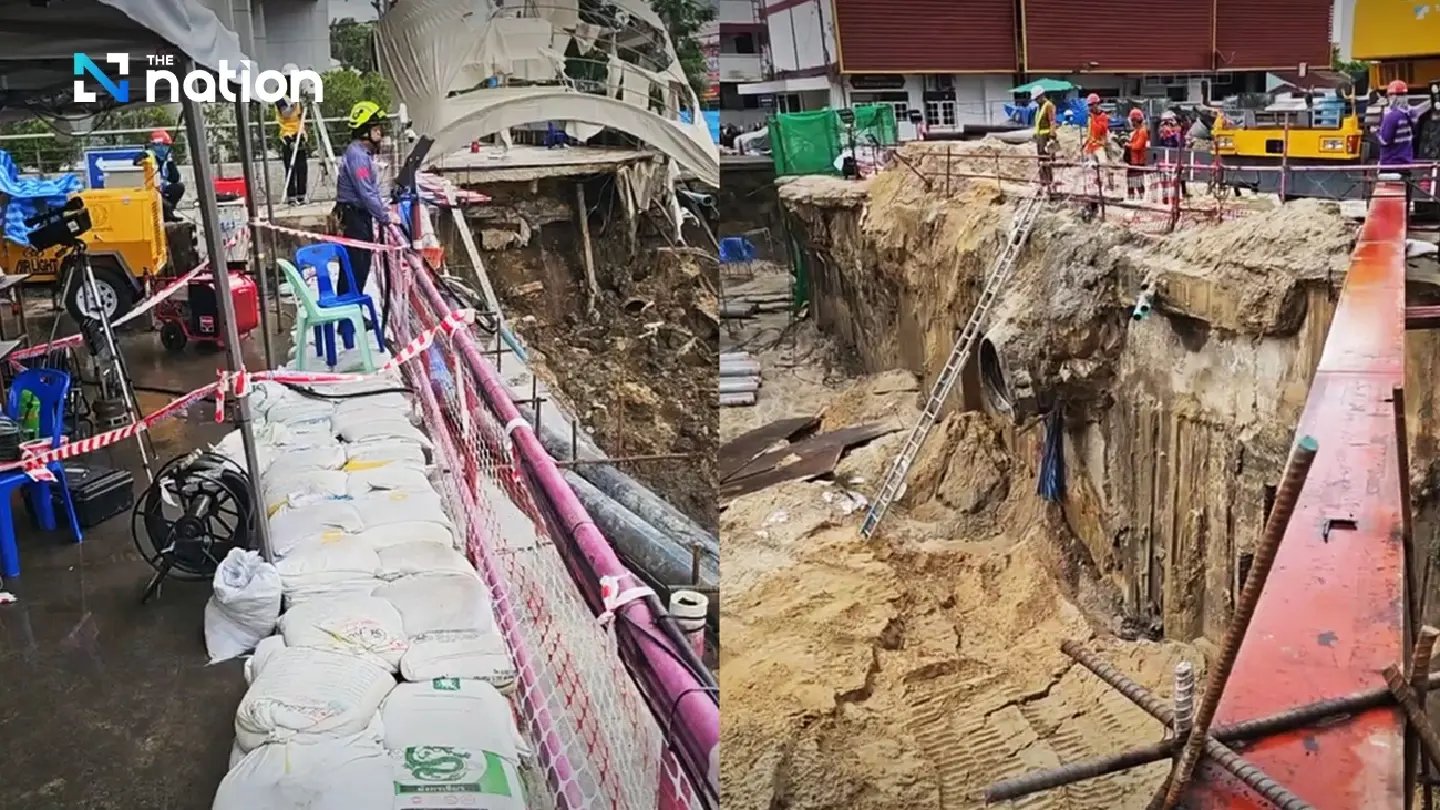 Progress on Sam Sen road sinkhole: Road expected to reopen in 6 days