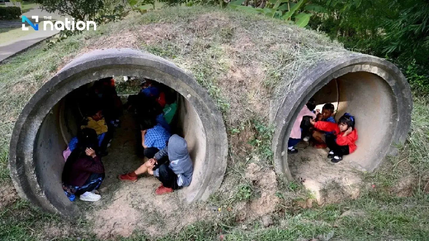 Surin school holds emergency bunker drill as border tensions near Prasat Ta Muen Thom escalate