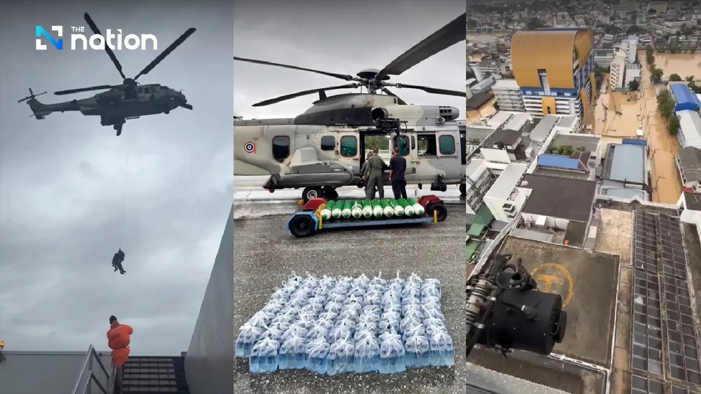 RTAF and Police helicopters airlift operations in Hat Yai flood crisis