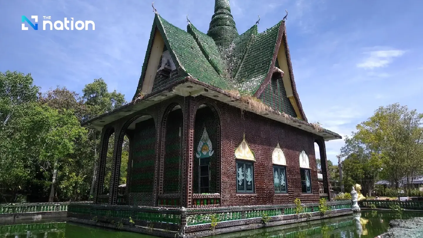 Thailand’s temple built from 1.5 million beer bottles turns trash into timeless beauty