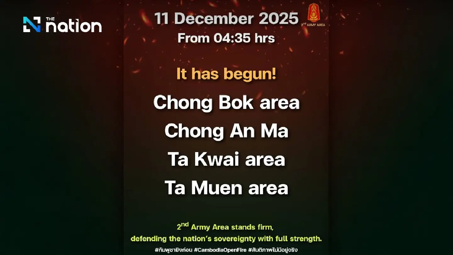 Thai-Cambodian border flares again as Second Army vows to defend sovereignty