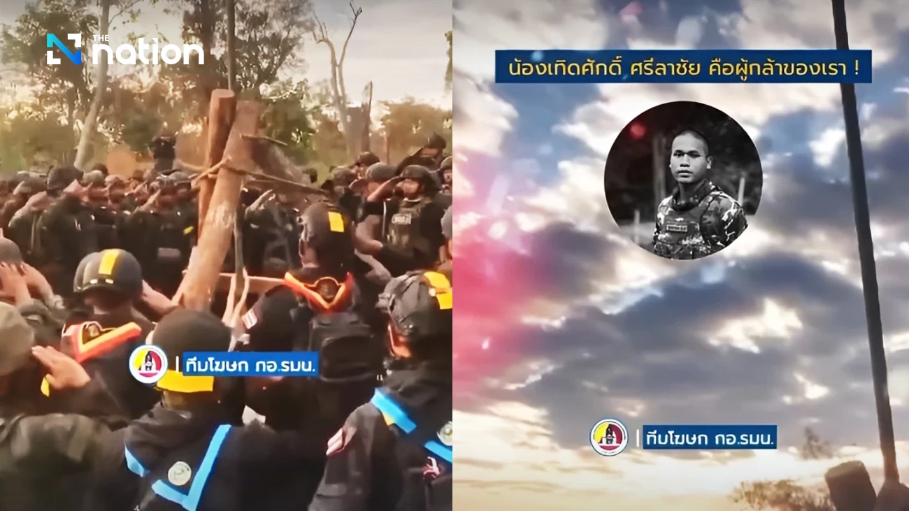 Thai soldiers raise flag, sing national anthem at Prasat Khana