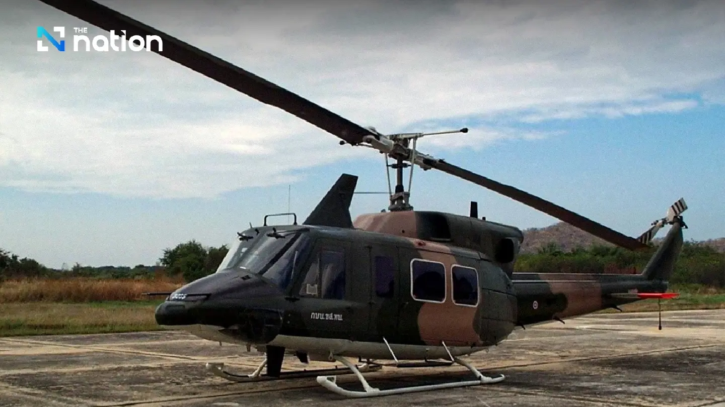 Army Hor Tor 212 helicopter makes emergency landing at Surin Bhakdi Airport