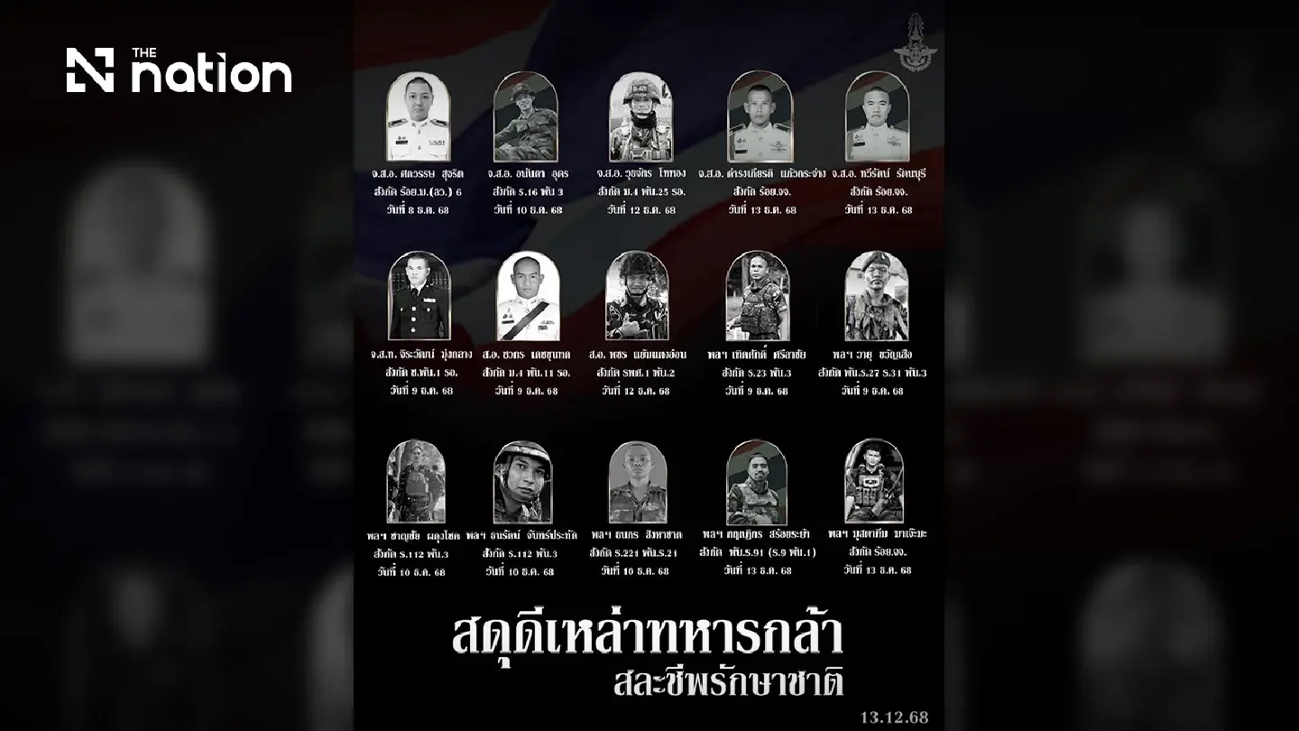 Royal Thai Armed Forces pays tribute to 15 fallen heroes killed defending sovereignty