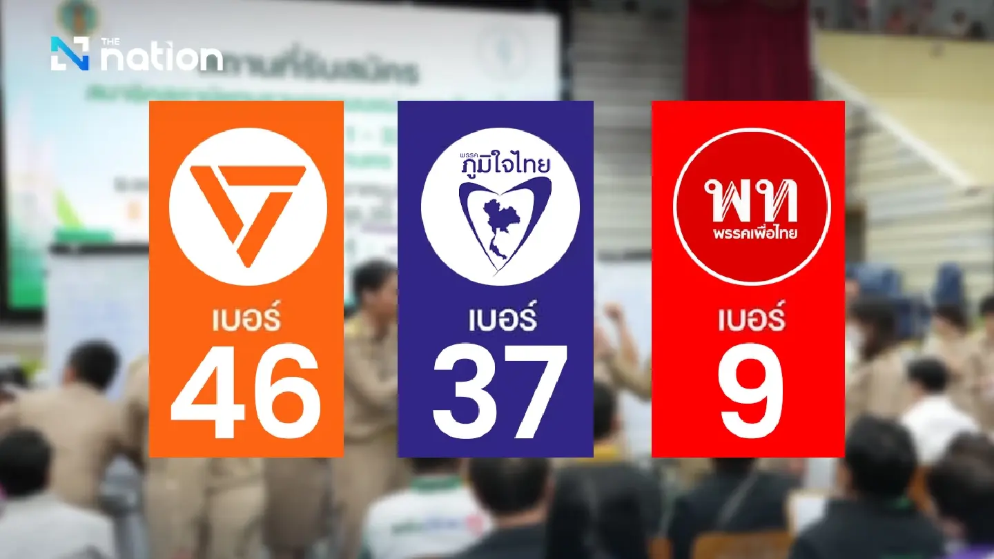 Pheu Thai gets No. 9, People’s Party No. 46, Bhumjaithai No. 37 Pheu Thai gets No. 9, People’s Party No. 46, Bhumjaithai No. 37