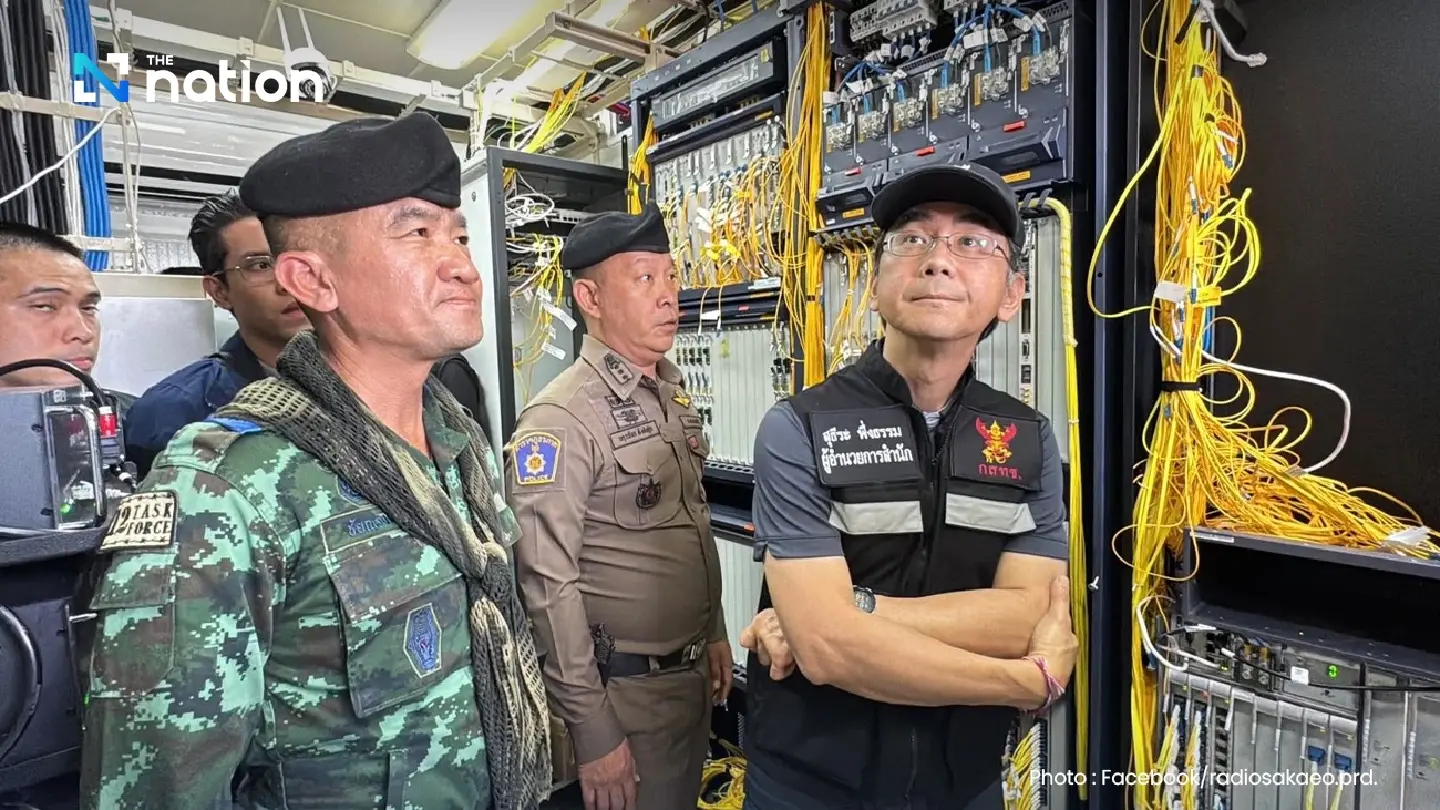 Burapha Force checks illegal internet links to Poipet