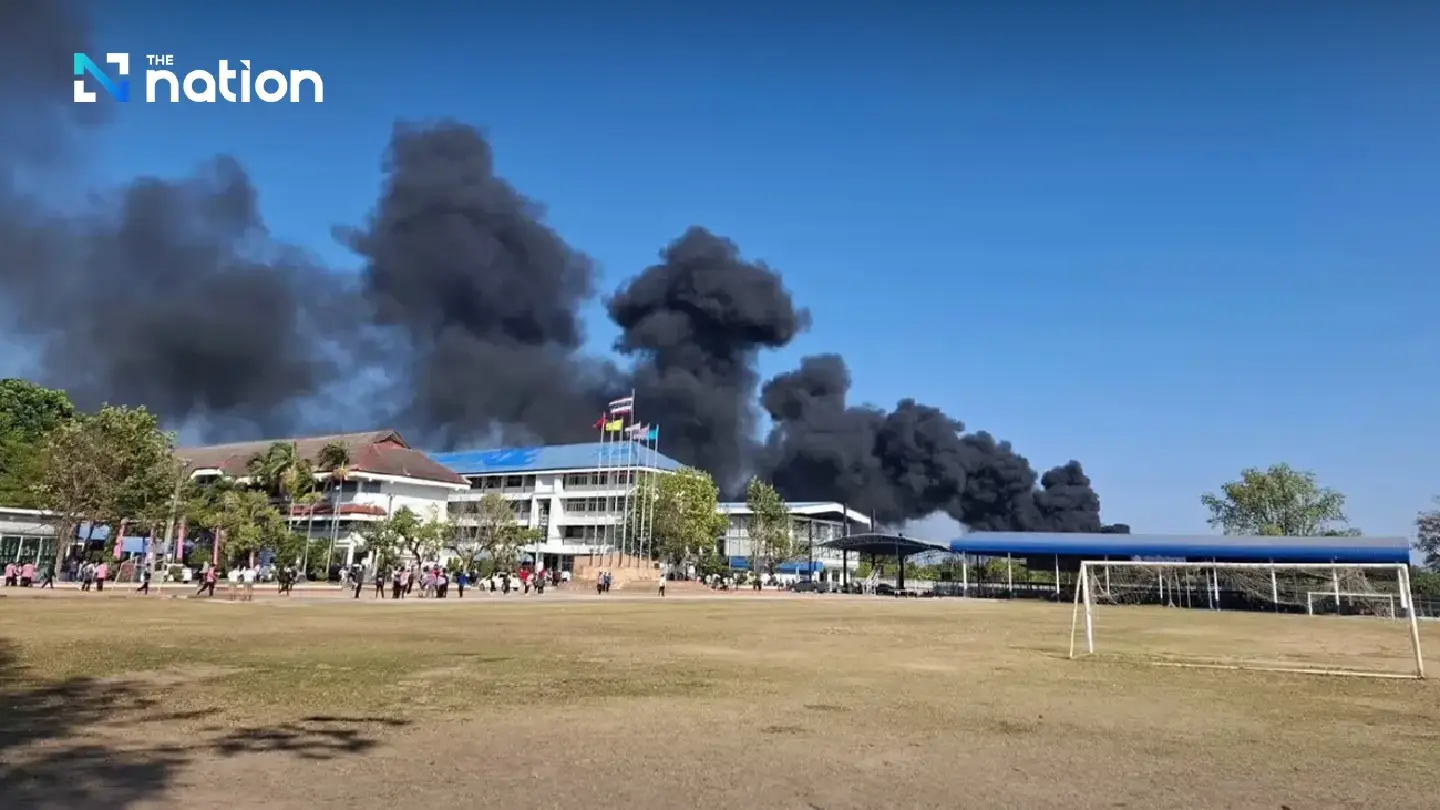 Fire at petrol station next to school in Khon Kaen, students evacuated Fire at petrol station next to school in Khon Kaen, students evacuated