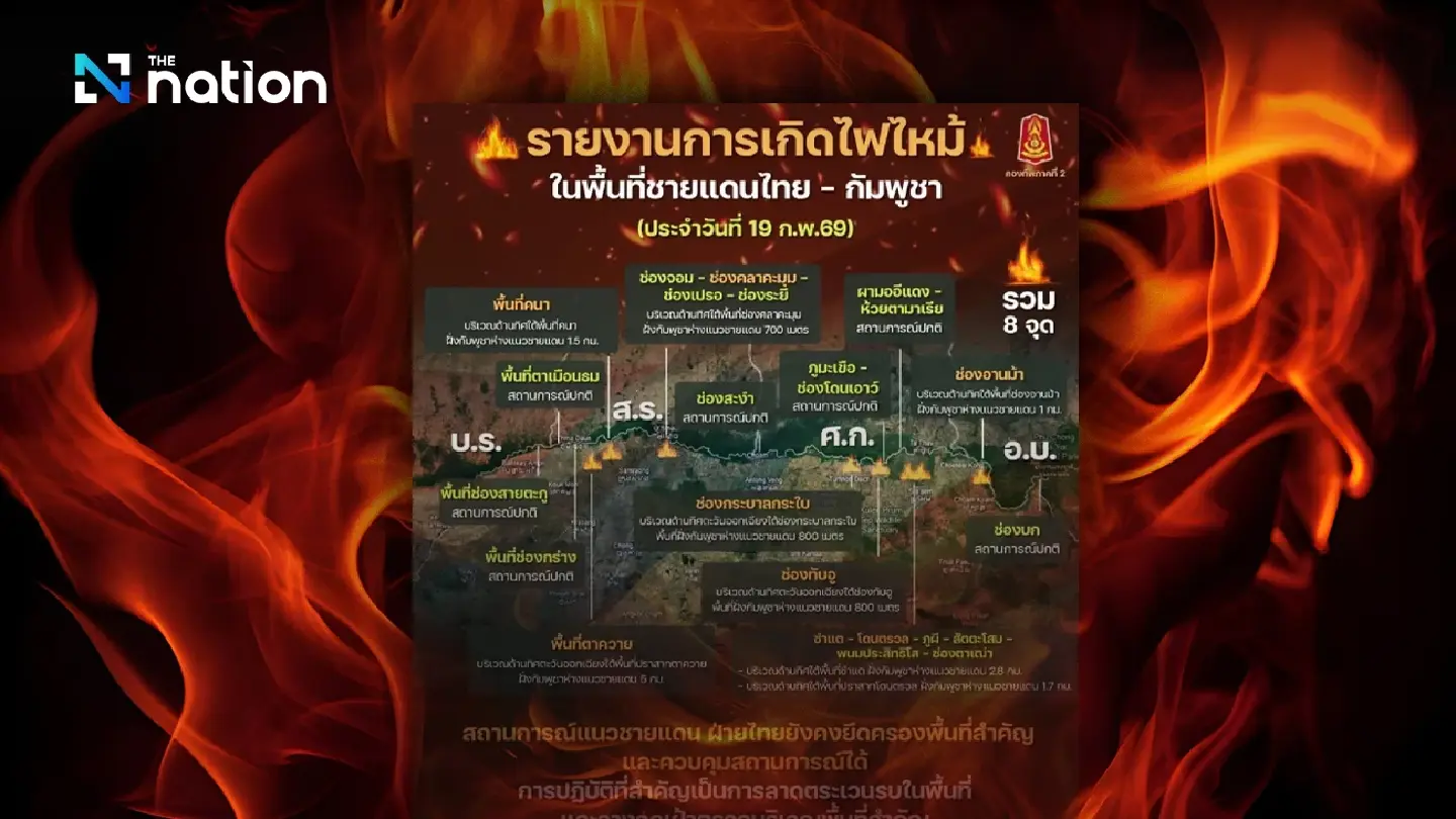2nd Army reports wildfire situation in 8 border areas, originating from Cambodia