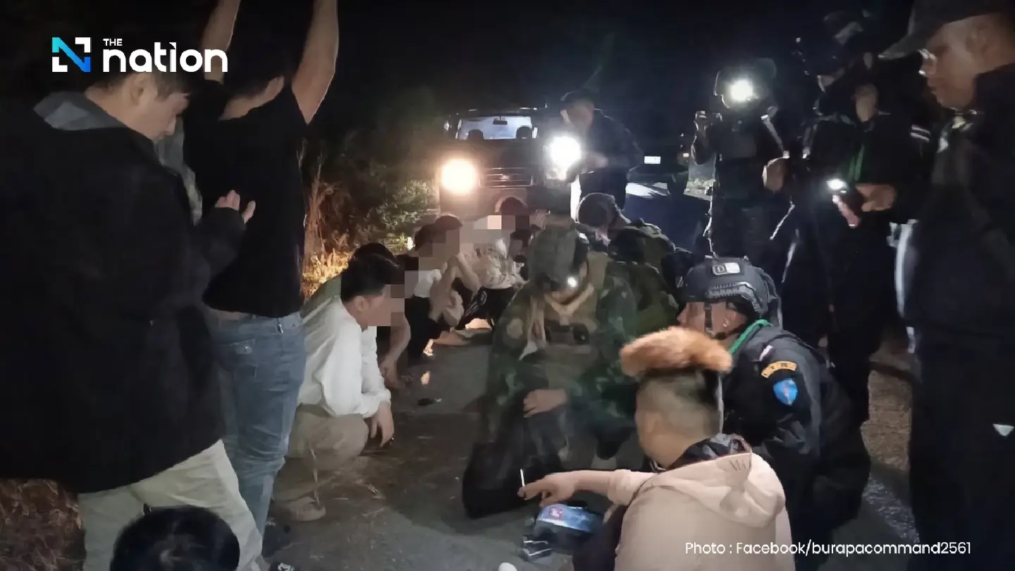 16 Chinese nationals arrested fleeing Poipet at Thai-Cambodia border by Burapha Task Force