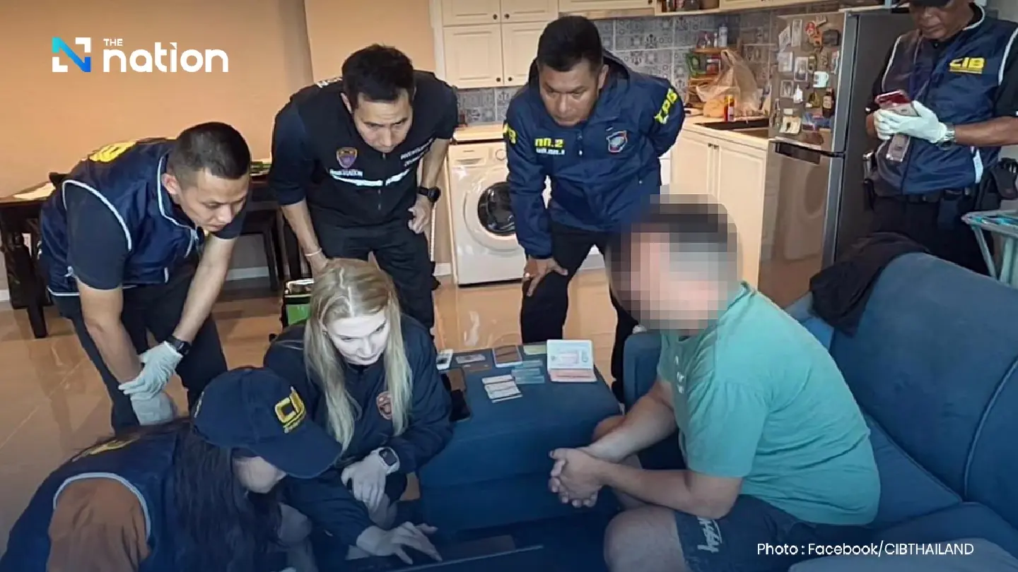 Russian man and Thai woman arrested in Chon Buri for alleged involvement in foreign call-centre fraud
