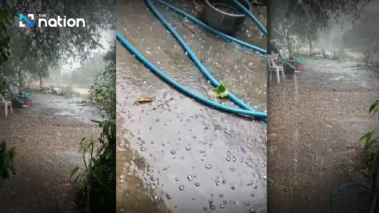 Summer storm brings heavy rain to Chiang Mai, hail hits Mae Wang