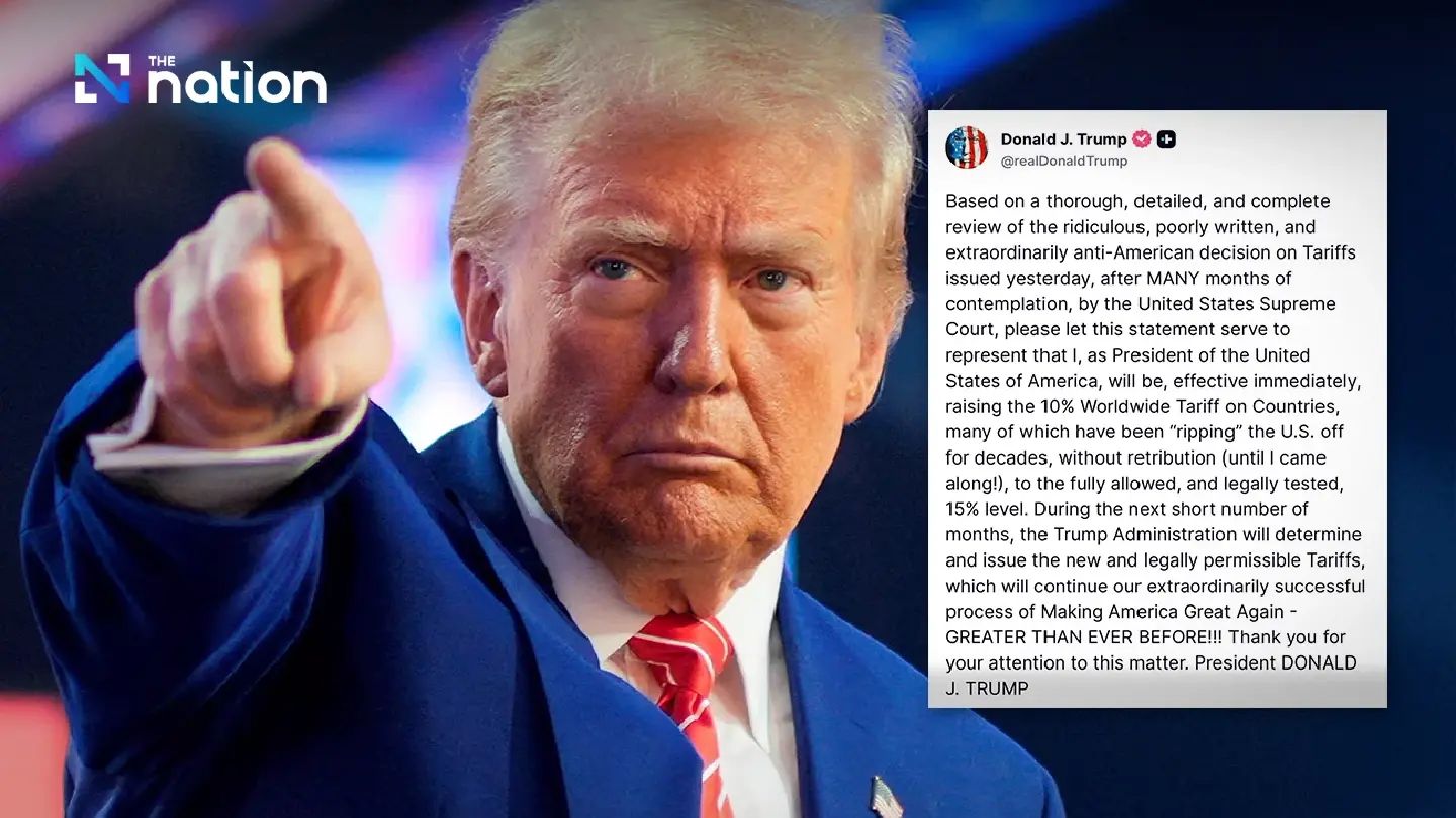 After court ruling, Trump says US global tariff rate will rise from 10% to 15% After court ruling, Trump says US global tariff rate will rise from 10% to 15%