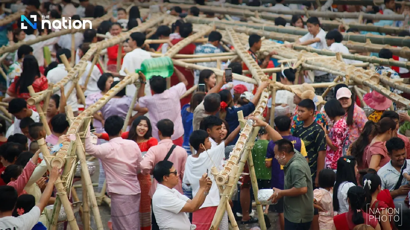 One of a kind tradition: Mon Songkran rite bathes monks through bamboo channels One of a kind tradition: Mon Songkran rite bathes monks through bamboo channels