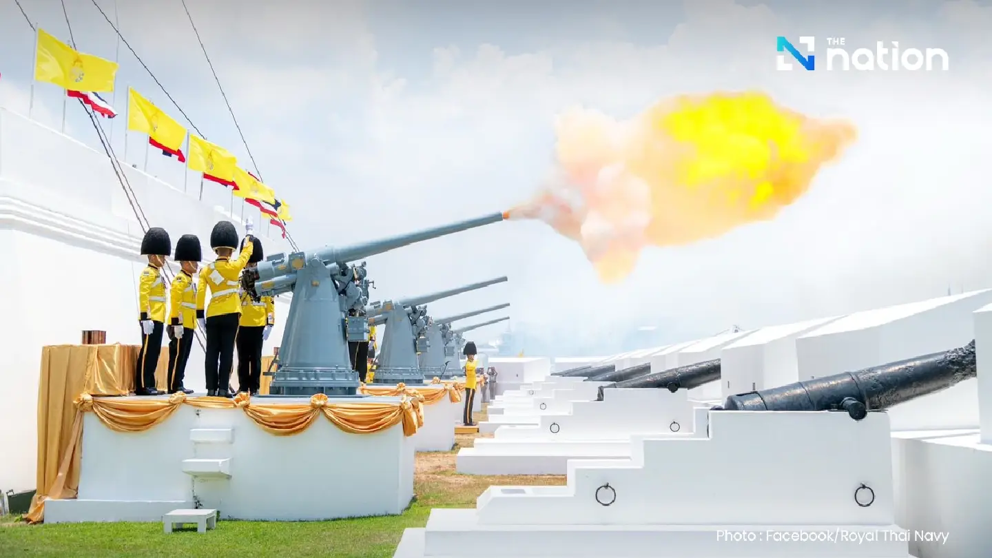 Royal Thai Navy fires 21-gun salute for Coronation Day
