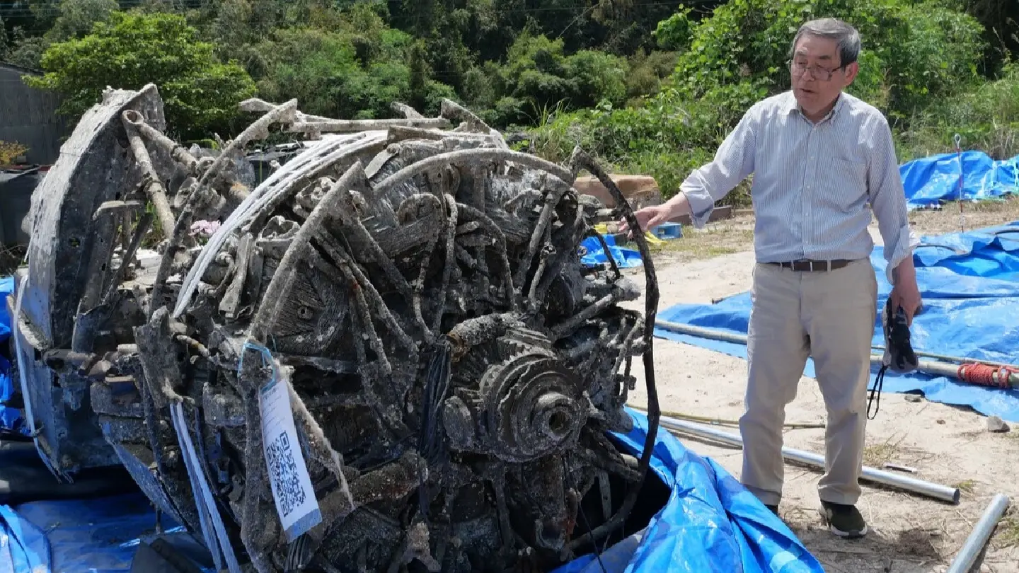 Sunken WWII fighter lifted from seabed off southwestern Japan