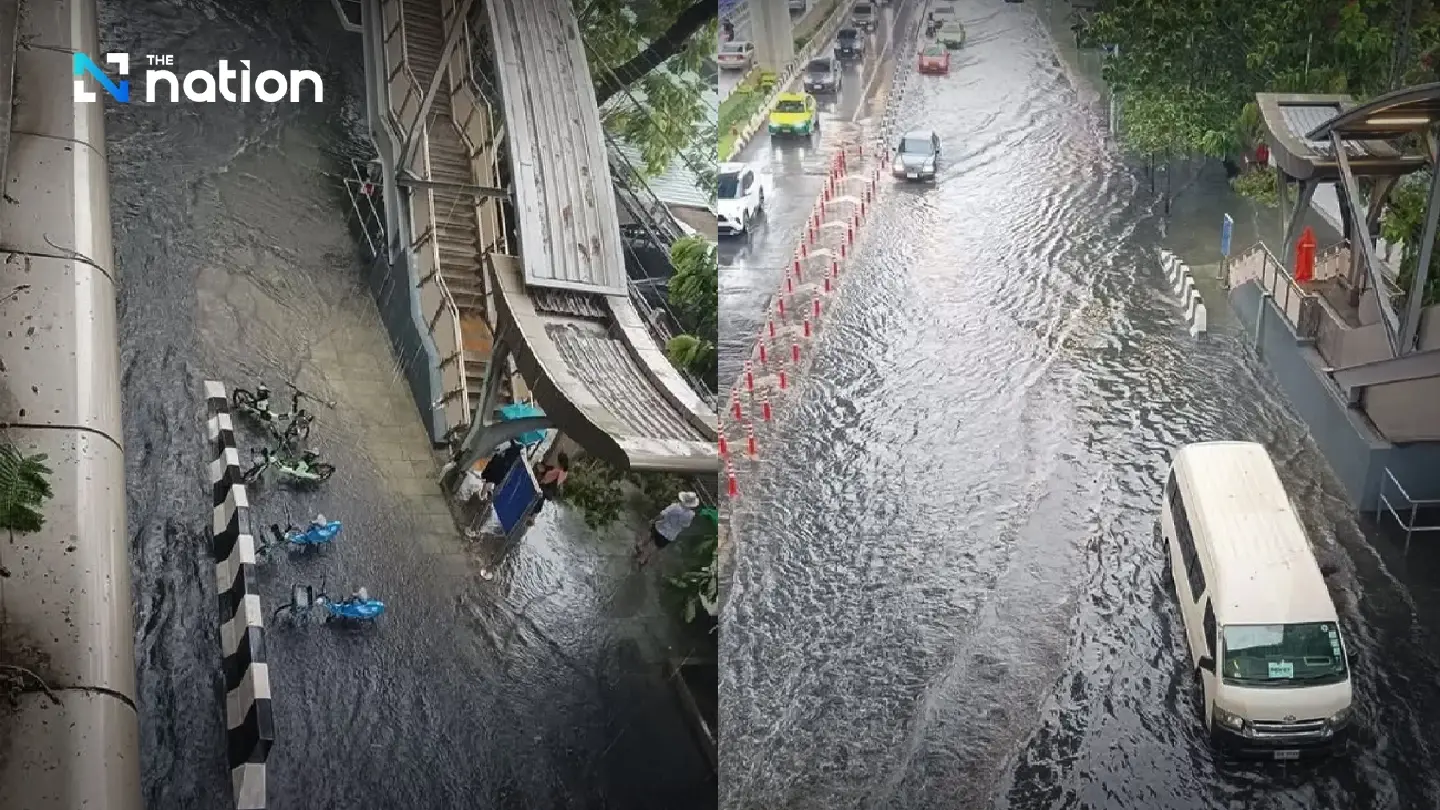 Bangkok downpour floods Phahon Yothin near Kasetsart BTS, TMD warns of more rain Bangkok downpour floods Phahon Yothin near Kasetsart BTS, TMD warns of more rain