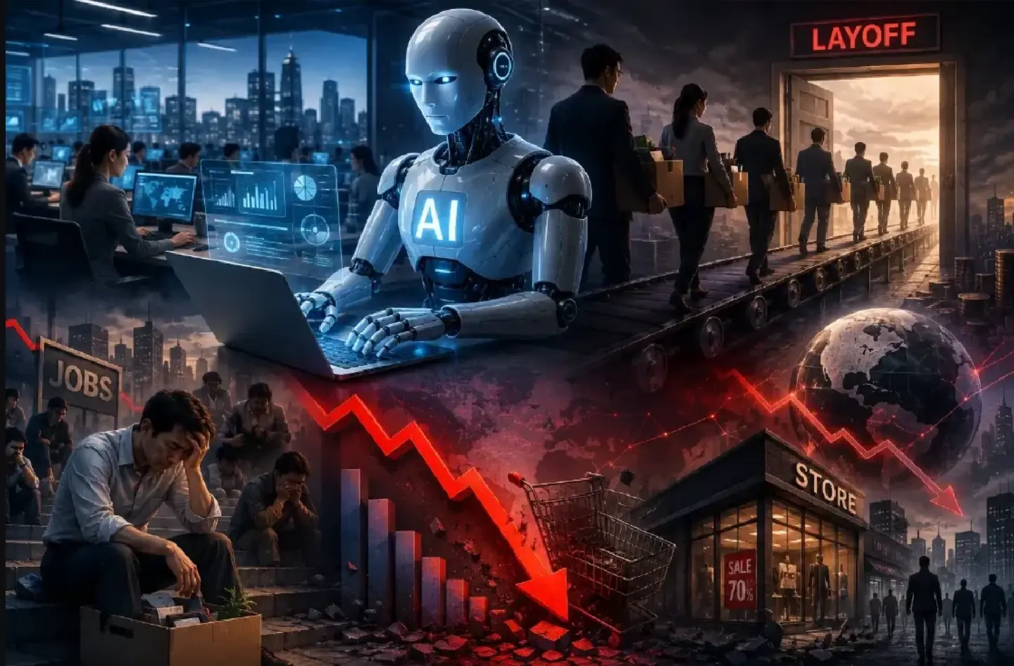 AI layoff trap raises wider risks for workers, firms and demand
