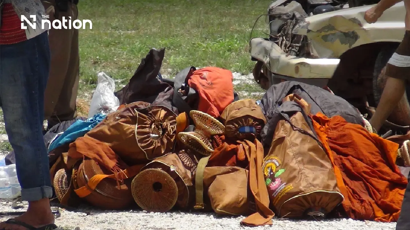 Eight monks killed, 13 injured after 11-year-old allegedly crashes pickup into pilgrimage group in Mukdahan Eight monks killed, 13 injured after 11-year-old allegedly crashes pickup into pilgrimage group in Mukdahan