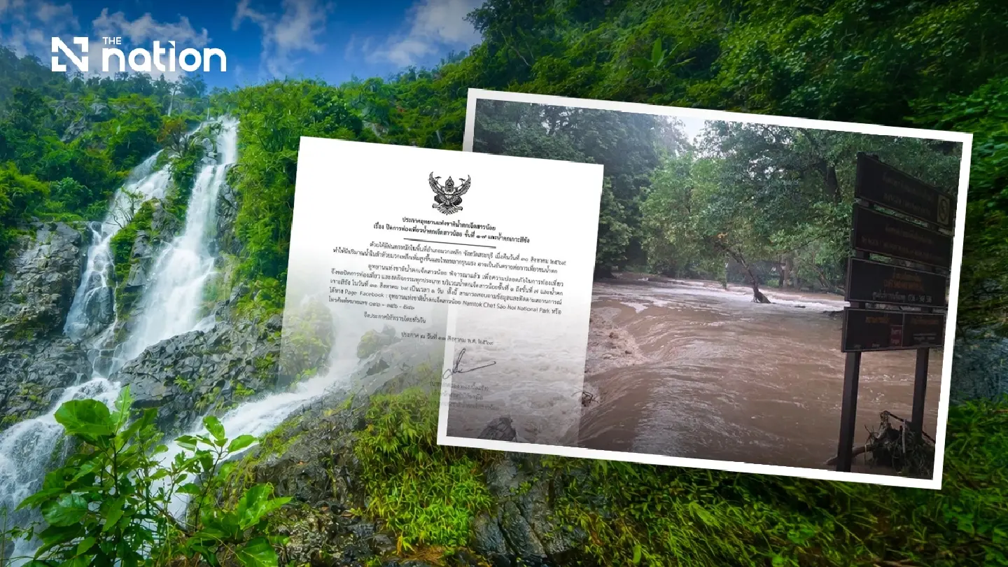 Heavy rain closes waterfalls at two national parks in Saraburi