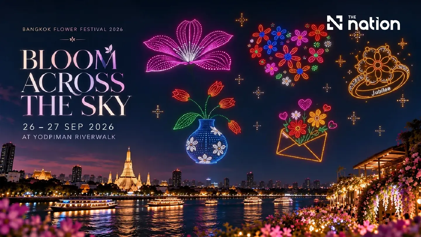 1,000-drone flower show to light up Chao Phraya skyline 1,000-drone flower show to light up Chao Phraya skyline